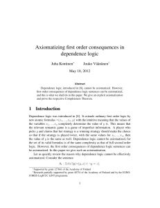 Axiomatizing first order consequences in dependence logic