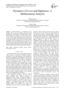 Dynamics of Love and Happiness: A Mathematical Analysis