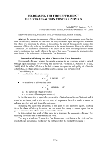 increasing the firm efficiency using transaction cost economics