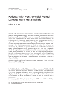 Patients With Ventromedial Frontal Damage Have Moral Beliefs