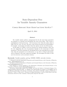 State-dependent fees for variable annuity guarantees