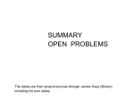 SUMMARY OPEN PROBLEMS