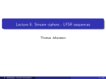 Lecture 8: Stream ciphers - LFSR sequences