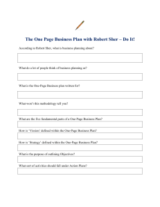 The One Page Business Plan with Robert Sher â€“ Do It!