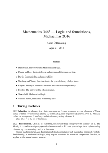 3463: Mathematical Logic