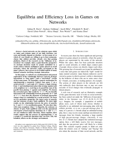 Equilibria and Efficiency Loss in Games on Networks