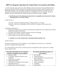 2009 Free Response Questions for United States Government and