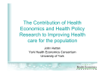 The Contribution of Health Economics and Health Policy Research