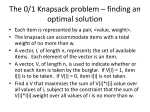 The 0/1 Knapsack problem – finding an optimal solution