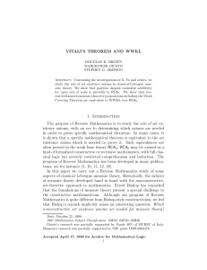 VITALI`S THEOREM AND WWKL 1. Introduction