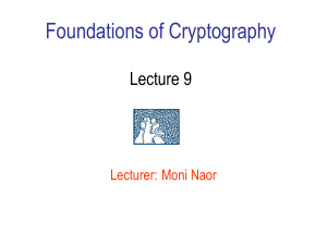 Foundations of Cryptography Lecture 2