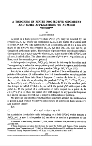 a theorem in finite protective geometry and some