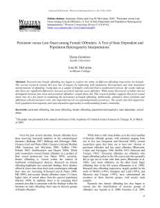 Persistent versus late Onset among Female Offenders