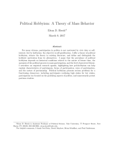 Political Hobbyism: A Theory of Mass Behavior