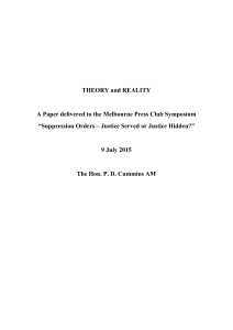 THEORY and REALITY A Paper delivered to the Melbourne Press