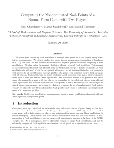 Computing the Nondominated Nash Points of a Normal Form Game