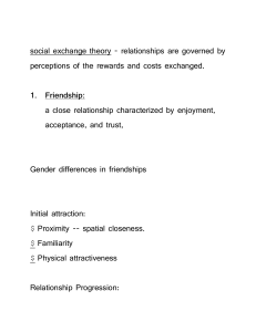social exchange theory - relationships are governed by perceptions
