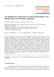 The Inhibition of Carbon Steel Corrosion in Hydrochloric Acid