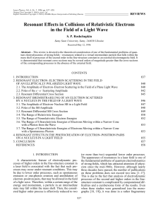 Resonant Effects in Collisions of Relativistic Electrons in the Field of