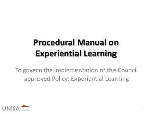 Procedural Manual on Experiential Learning