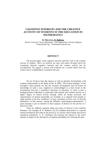 cognitive interest and creative activity of students in the