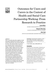 Outcomes for Users and Carers in the Context of Health and Social