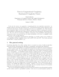 Texts in Computational Complexity - The Faculty of Mathematics and