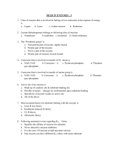 Questions for Enzyme - I