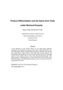 Product Differentiation and the Gains from Trade under Bertrand