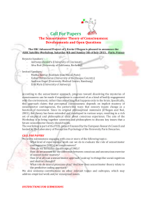 Call For Papers The Sensorimotor Theory of Consciousness