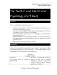 The Teacher and Educational Psychology (Part One)
