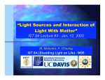 Light Sources and Interaction of Light With Matter