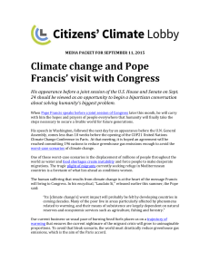 Climate change and Pope Francis` visit with Congress