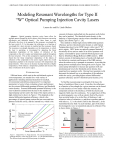 Modeling Resonant Wavelengths for Type II “W” Optical Pumping