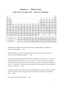 Chemistry I Midterm Exam