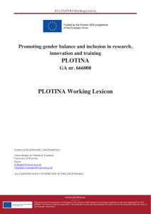 PLOTINA PLOTINA Working Lexicon