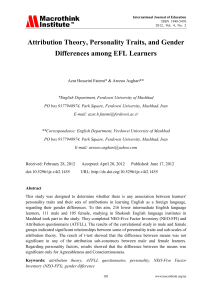 Attribution Theory, Personality Traits, and Gender Differences