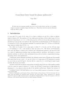 A non-linear lower bound for planar epsilon-nets