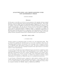 ANALYTIFICATION AND TROPICALIZATION OVER NON