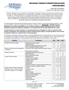 infusion therapy/insertion/access procedures