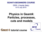 Physics in Geant4: Particles, processes, cuts and