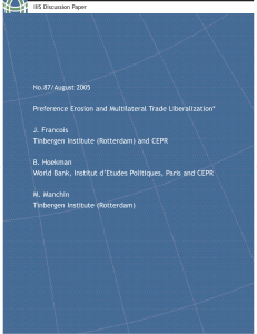 Preference Erosion and Multilateral Trade Liberalization* J. Francois