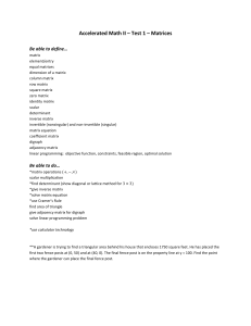 Accelerated Math II – Test 1 – Matrices