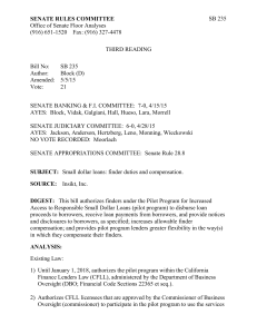 SENATE RULES COMMITTEE - SENATE FLOOR ANALYSIS