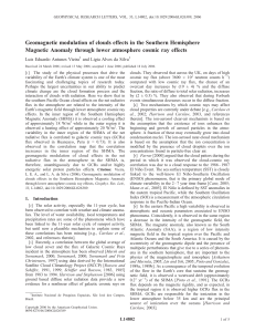 Geomagnetic modulation of clouds effects in the Southern