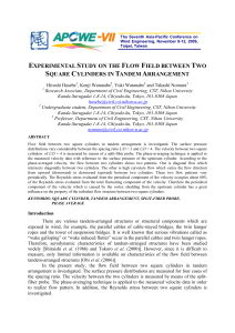 experimental study on the flow field between two square cylinders in