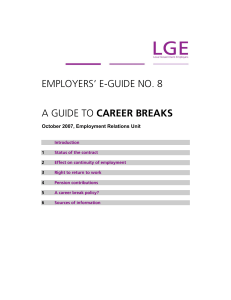 employers` e-guide no. 8 a guide to career breaks