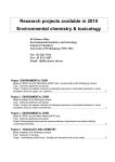 Research projects available in 2010 Environmental chemistry