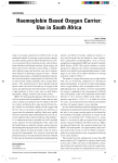 Haemoglobin Based Oxygen Carrier: Use in South Africa