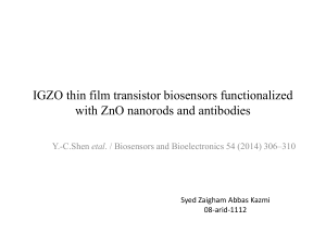 IGZO thin film transistor biosensors functionalized